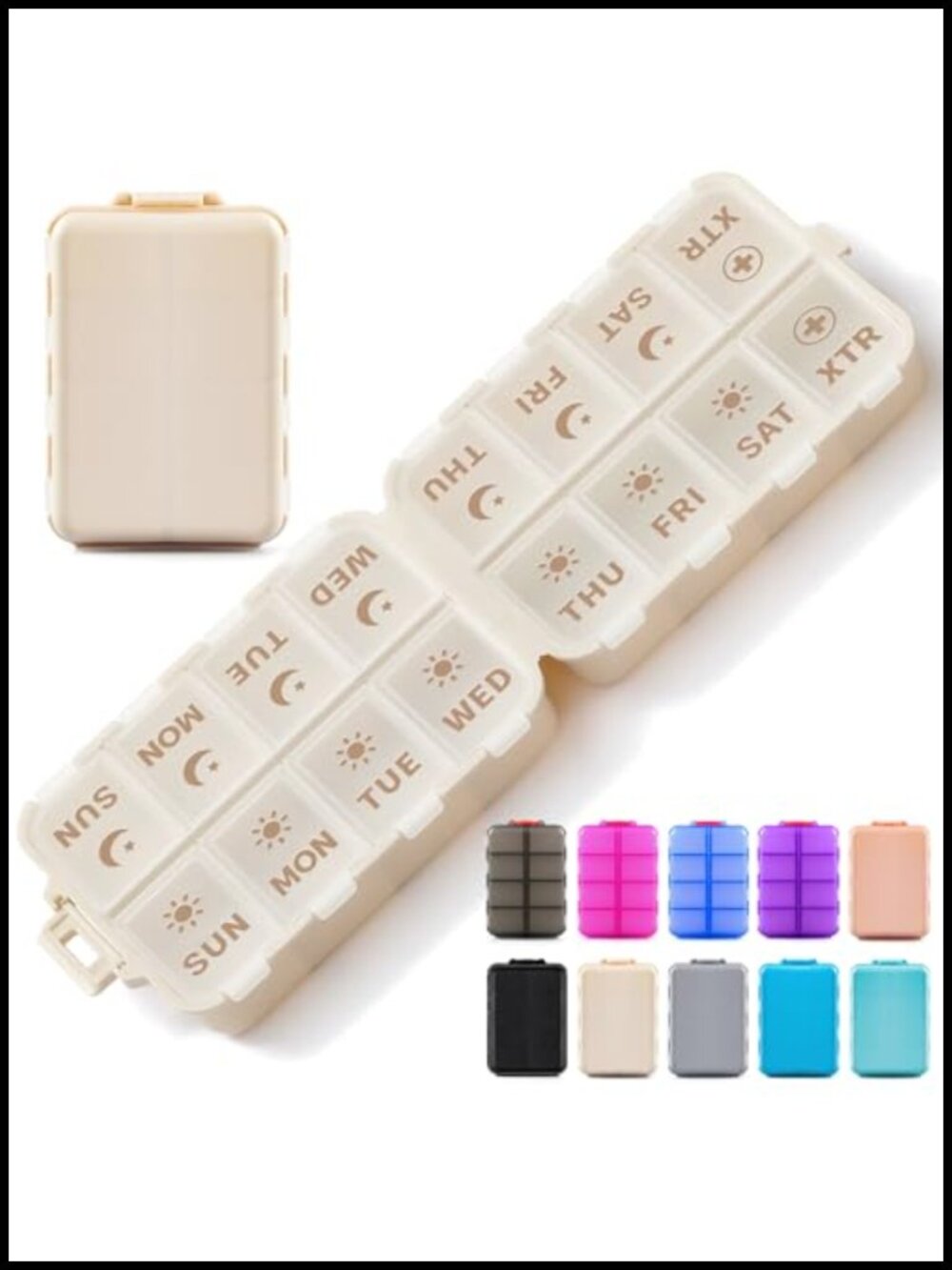 Foldable Weekly Pill Organizer 2 Times a Day AM PM Pill Box Travel Case